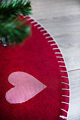 Heitmann Deco Round Felt Tree Blanket – Protection Against Pine Needles – Christmas Tree Underlay with Christmas Motif – Red