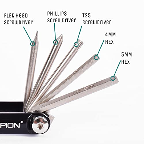 VeloChampion MLT18 Compact Cycling Bike Multi Tool Chain Breaker Splitter 18-in-1 Multi-Function Cycling Maintenance Tool Torque HEX Allen Key Set Alloy Screwdriver