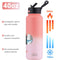 BOTTLE BOTTLE Insulated Water Bottle with Straw and Handle 1180ml(40oz) Stainless Steel Water Bottles with Two Lids Metal Drink Flask (Pink)