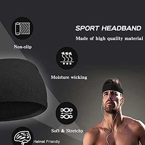 Pilamor Sports Headbands for Men (5 Pack),Moisture Wicking Workout Headband,  Swe