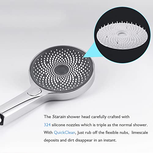 Decaura 3-Mode Handheld Shower Head with 150cm Shower Hose Brass Wall Elbow Bracket Soft Spray Luxury Massage (Chrome)