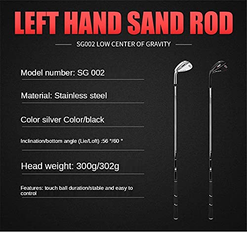 Left Hand Sand Wedge 56 60 Degree Men Women Premium Woman Man Golf Club Pole Lefthand Handed Stainless Steel for Mens Ladies (Black,60 Degree)