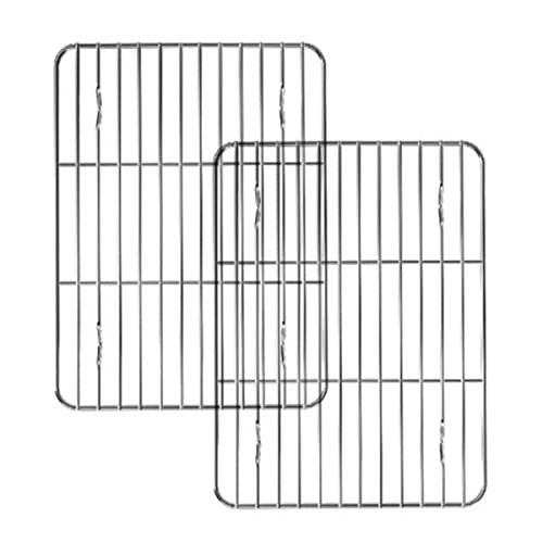 2Pcs Cooling Rack Stainless Steel Baking Racks Heat Resistant Grill Rack Small Wire Rack Sturdy Grid Wire Rack for Roasting Grilling Cooking Drying (9.8x7.5 inch)