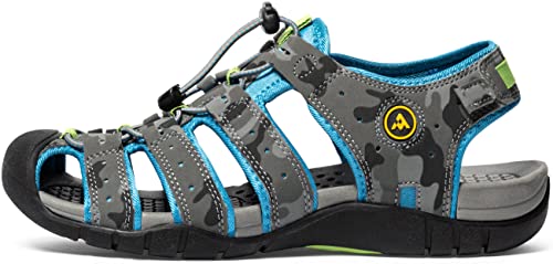ATIKA Men's Outdoor Hiking Sandals, Closed Toe Athletic Sport Sandals, Lightweight Trail Walking Sandals, Summer Water Shoes M140-CMG 10 M US