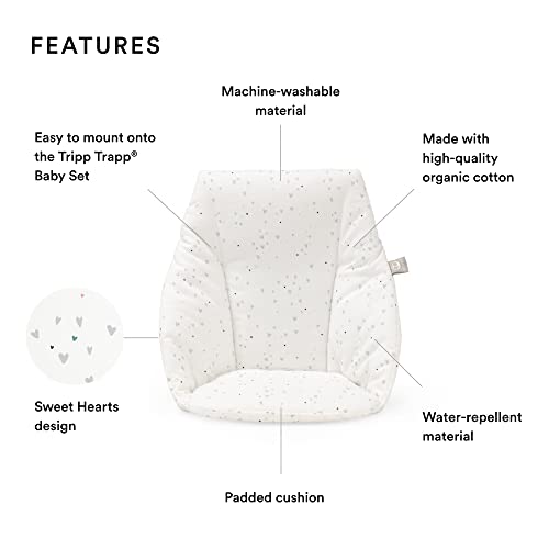 Stokke Tripp Trapp Baby Cushion, Sweet Hearts - Add Softness, Support & Comfort to Your Tripp Trapp Baby Set - Machine Washable + Made with Organic Cotton - Fits All Tripp Trapp Chairs