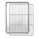 12.4inch x 9.7inch Small Toaster Oven Pan with Grid Rack Set, Stainless Steel Toaster Oven Tray Baking Pan with Cooling Rack for Oven Cooking Roasting