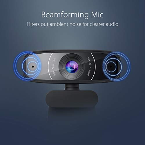 ASUS Webcam C3 1080p HD USB Camera - Beamforming Microphone, Tilt-Adjustable, 360 Degree Rotation, Wide Field of View, Compatible with Skype, Microsoft Teams and Zoom