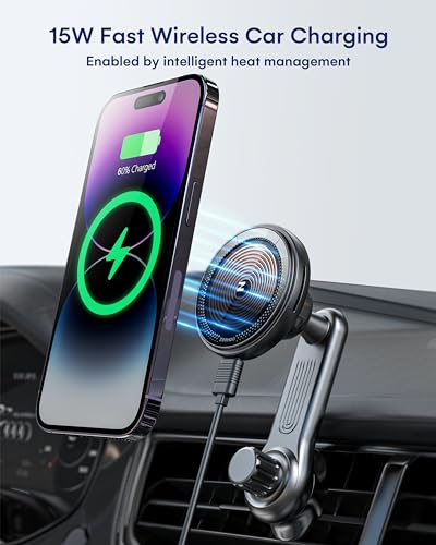 [Strongest Magnet Power] Magnetic Wireless Car Charger Mount,15W Fast Charging Mag-Safe Car Charger Air Vent Phone Mount Compatible iPhone 14/14 Plus/14 Pro/14 Pro Max/13 Pro Max/13/12 Pro Max/12 Mini