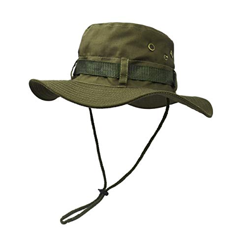 Boonie  Hat, Outdoor Wide Brim Sun Protect Hat, Double Layer Classic US Combat Army Style Bush Jungle Sun Cap for Fishing Hunting Camping Green