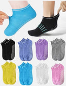 8 Pairs Non Slip Women Yoga Socks with Grips for Pilates, Unisex Yoga Sticky Socks for Martial Arts Fitness Dance Barre, Full Toe Ankle Grip Socks Cushioned for Hospital Home Workout Sports (8Colours)