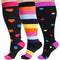 LOUSGUTA 3 Pack Plus Size Compression Socks for Women & Men 15-20 mmhg Wide Calf Support knee high Socks, Multicoloured B, 5X-Large-6X-Large