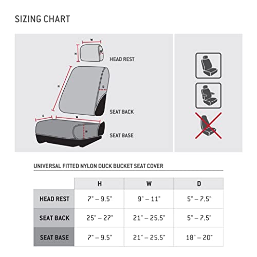 Carhartt Universal Nylon Duck Canvas Fitted Bucket Seat Covers, Durable Seat Protection with Rain Defender