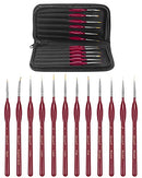 Miniature Detail Paint Brush Set-12pcs Micro Professional Fine Oil Paint Brushes with Storage Bag, Watercolor Face Painting Brushes Set for Acrylic,Oil,Watercolor,Face,Scale Model Painting (Red)