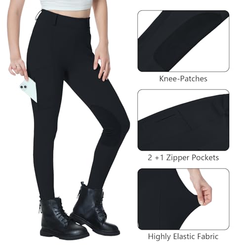 Willit Women's Fleece Riding Breeches Winter Horse Riding Pants Tights  Equestrian Thermal Schooling Tights