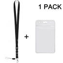 1 Pack ID Badge Holder with Black Lanyards Neck Strap Detachable Buckle Enhanced Breakaway Quick Release Safety Lanyard with Vertical Name Tag Card Holders Zipper Waterproof Resealable Clear Plastic