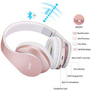 Bluetooth Over-Ear Headphones, Zihnic Foldable Wireless and Wired Stereo Headset Micro SD/TF, FM for Cell Phone,PC,Soft Earmuffs &Light Weight for Prolonged Waring (Rose Gold)