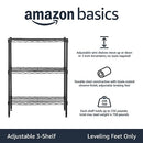 Amazon Basics 3-Shelf Adjustable, Heavy Duty Storage Shelving Unit (113.4 kgs loading capacity per shelf), Steel Organizer Wire Rack, Black (58.93 x 34.04 x 76.2 CM, LxWxH)