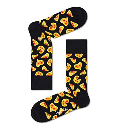 Happy Socks Men's Happy Pizza Love Socks, Black, 11-Jul UK