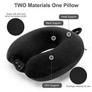 Travel Neck Pillow, Best Memory Foam Airplane Pillow for Head Support Soft Adjustable Pillow for Plane, Car & Home Recliner Use (Black)