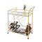 Maxkon Bar Cart Wine Strorage Trolley with Wine Rack & Glass Hooks Drinks Serving Cart Kitchen Trolley with Lockable Wheels Gold for Kitchen Dining Room Living Room Garden Party Bar