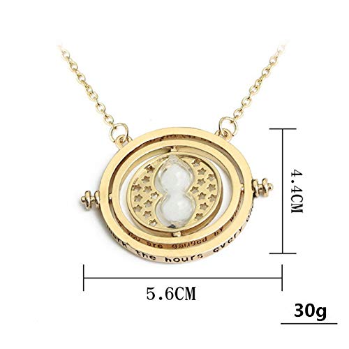 Harry Potter Gold Tone 3D Hourglass Necklace Pendant Time Turner Hermione Pendant Necklace Hermione Granger Rotating Spins Gold Plated Lover's Jewelry