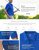 TSLA Men's Cotton Pique Polo Shirts, Classic Fit Short Sleeve Solid Casual Shirts, Performance Stretch Golf Shirt MTK20-RBL Medium
