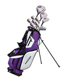 Precise Top Line Ladies Purple Right Handed M5 Golf Club Set, 460cc Driver, 3 Wood, 21* Hybrid, 5, 6, 7, 8, 9, PW Stainless Steel Irons, Putter, Graphite Shafts for Woods & Irons +Stand Bag + 3 Covers