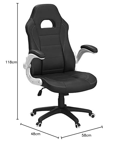 SONGMICS Racing Office Chair with 79 cm High Back Adjustable Armrest and Tilt Function Swivel Desk Computer Chair PU,Black, OBG28BUK