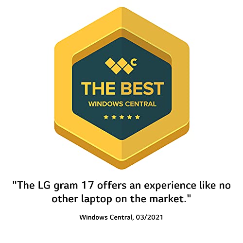 LG Gram 17Z90P - 17" WQXGA (2560x1600) Ultra-Lightweight Laptop, Intel evo with 11th gen CORE i7 1165G7 CPU, 16GB RAM, 1TB SSD, Alexa Built-in, 19.5 Hours Battery, Thunderbolt 4, Black - 2021