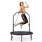 40" Folding Fitness Trampoline, Portable Mini Jumping Rebounder, 150KG Capacity, w/ 109-129cm Adjustable Handrail, Resistance Bands, for Indoor/Outdoor Sports, Fitness, Yoga, Jumping, Cardio, Exercise (Blue)