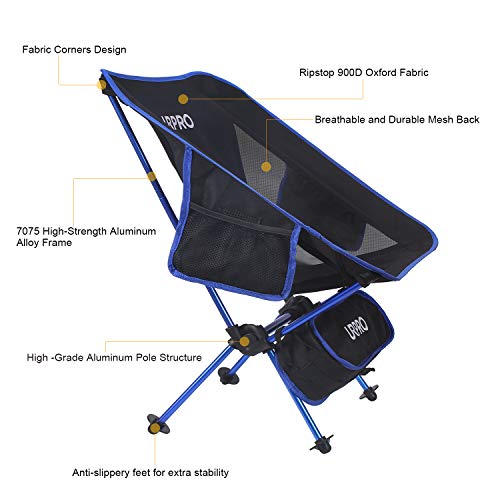 URPRO Outdoor Ultralight Portable Folding Chairs with Carry Bag Heavy Duty 145kgs Capacity Collapsible Chair Camping Folding Chairs Beach Chairs