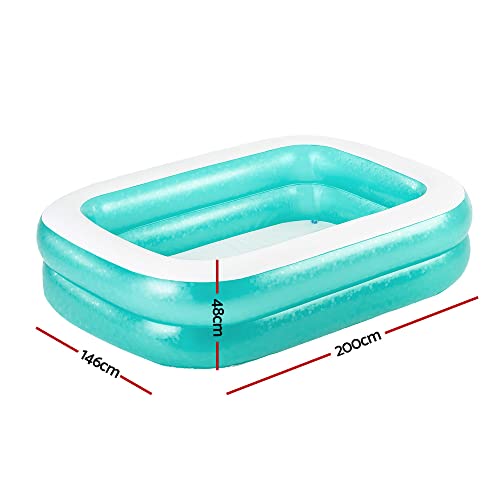 Bestway Swimming Pool Rectangular 200x146x48cm Green White Kids Inflatable Pools, Above Ground, with Soft Floor Outdoor Play Family Funny Toys