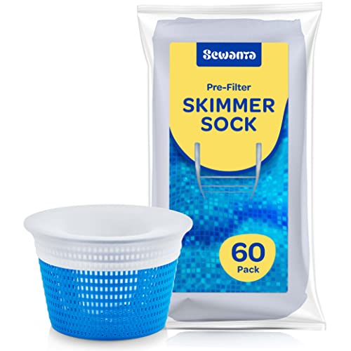 Pool Skimmer Socks [60 Pack] Pool Socks for Skimmer Baskets, Quality Net/Mesh Protects Swimming Pool Filter Systems from debris/leaves. Pool Socks Skimmer for In-Ground and Above-Ground Pools.