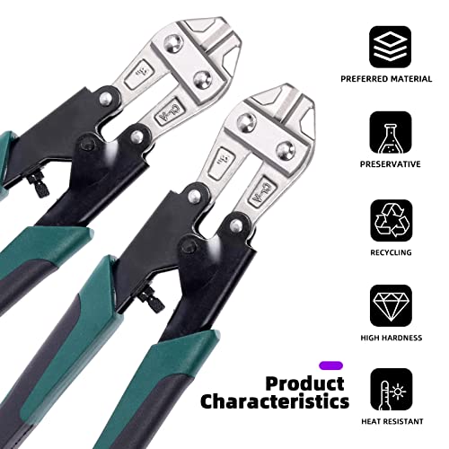 Swpeet 1Pcs 8 Inch Heavy Duty Bolt Cutter Pliers, Wire Breaking Plier with Rubber Black-Green Ergonomic Nonslip Handles, Lock Cutter for Cutting Chain Lock, Cable and Wire Mesh