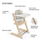Tripp Trapp High Chair and Cushion with Stokke Tray - Natural with Nordic Grey - Adjustable, Convertible, All-in-One High Chair for Babies & Toddlers