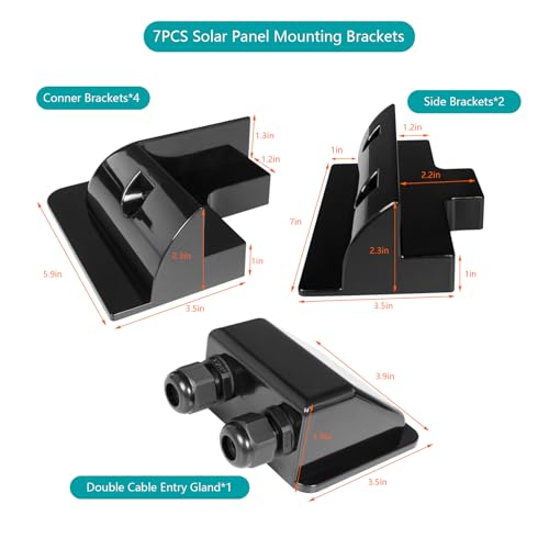 Solar Panel Mounting Brackets ABS Solar Panel Mount 7 Drill-Free Corner Mounting Brackets for Boats Flat Roof Camping Van Caravan Black