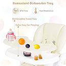 BABY JOY Baby High Chair, Folding Highchair for Toddlers w/Adjustable Height, Recline Backrest & Footrest, Portable High Chair Baby Dinning Chair w/Wheels, Removable PU Leather Seat (Beige)