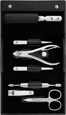 ZWILLING Manicure and Pedicure Set, Travel Case Set, Nail Care, Leather, 7 Pieces, Black