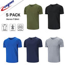 ZENGVEE 5 Pack Men's Workout Running Shirts Athletic Gym Tops Quick-Dry Moisture Wicking Breathable Sport Tee Crew Neck Short Sleeve T-Shirts for Outdoor Sportswear(510-Black Grey Green Navy Blue-XL)