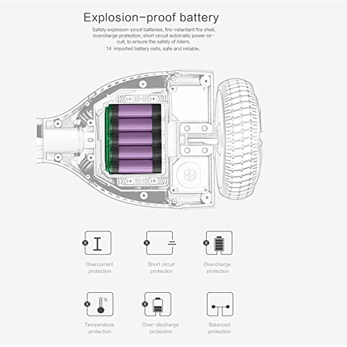 RIDEO Q3-C Hoverboard Electric Scooter UL 2272 DC 36v Brushless Dual Hub Motor 6.5 inch Wheels LED Light Bluetooth Music - Pink