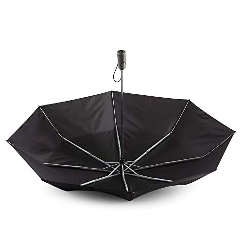 Totes Titan Compact Travel Umbrella ? Ultimate Windproof Waterproof and UV Sun Protection Lightweight and Durable Construction One Touch Automatic Open/Close Black