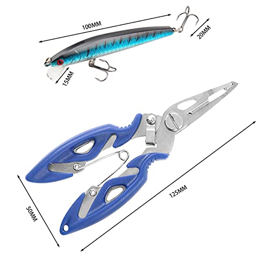 Lure Pliers 3 Pcs Fishing Tools Pliers Stainless Steel Bait Fishing Line Scissors Multi-purpose High Strength Black Blue Fishing Tackle