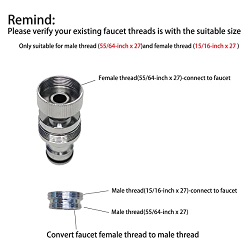 Dishwasher,Washer Snap Coupling Adapter,Shower Hose, Garden Hose(3/4GHT) Quick Connection, for Bathroom/Kitchen,Sink to Hose Adapter Faucet Hose, Sink Quick-fit Attachment (Quick-Connect)