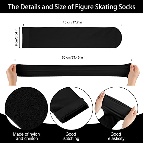 SATINIOR 6 Pairs Ice Skating Socks Solid Color Skating Socks Light Opaque Knee Skating Socks for Women Girl, Black, Medium