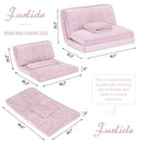 Furlide Foldable Bean Bag Bed, Folding Sofa Bed with Blanket, Foam Filling Wall Sofa Bed, Faux Fur Sleeper Sofa Couch Bed for Bedroom/Living Room/Balcony (Pink)