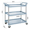 3 Tier Utility Service Cart Restaurant Rolling Cart Kitchen Push Cart Food Serving Trolley Cart with Wheels, Large Shelf Storage Trolley Heavy Duty Catering Cart for Bar Salon Warehouse Office