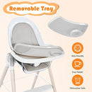 BABY JOY 3 in 1 Wooden Baby Highchair, Rocking Chair/Booster Seat/Toddler Chair Infant Dining Chairs w/Double Removable Tray, 3-Point Seat Belt & Removable Cushion (Gray)