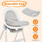 BABY JOY 3 in 1 Wooden Baby Highchair, Rocking Chair/Booster Seat/Toddler Chair Infant Dining Chairs w/Double Removable Tray, 3-Point Seat Belt & Removable Cushion (Gray)