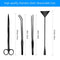 Aquarium Aquascape Tools Kit, 4 in 1 Anti-Rust Aquatic Plant Aquascaping Tool Stainless Steel Black Tweezers Scissors Spatula for Aquarium Tank Clean Fish Tank Aquascape Tools Sets (Black)