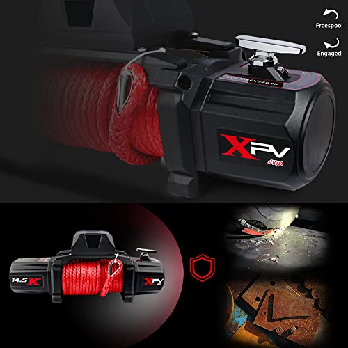 12V Winch 14500lb/6590kg Electric Winch 4wd Portable Waterproof 24m Synthetic Rope Winch Wireless Remote 4x4 Car Accessories for Automotive SUV